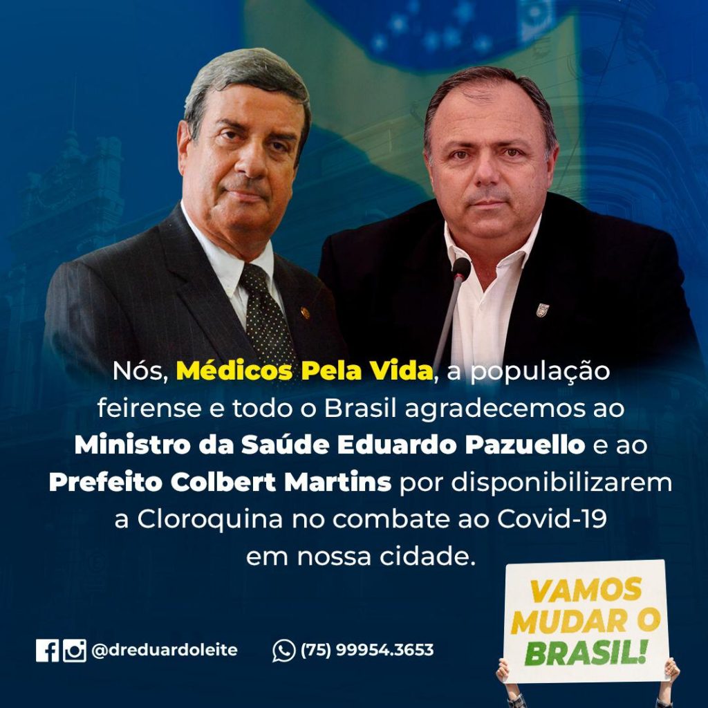 Feira de Santana vai receber do Ministério da Saúde comprimidos de hidroxicloroquina