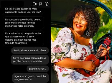 Noiva pede que cantora ‘alise’ cabelo para tocar em festa: ‘Tudo tem que ser perfeito’