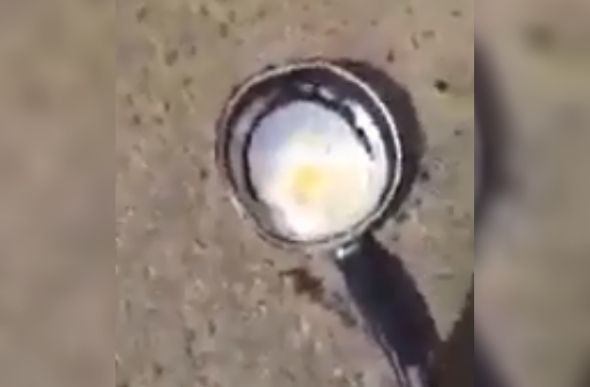 Com calor, ovo frita no asfalto no interior de Minas; veja