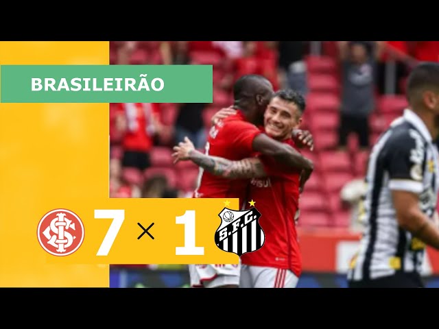 Inter faz 7 a 1, aplica maior goleada do Brasileirão e segura Santos no Z4