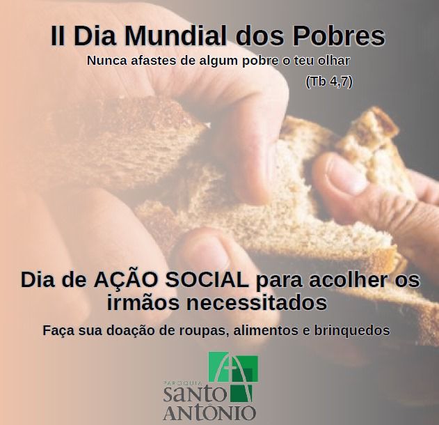 II Dia Mundial dos Pobres da Igreja Católica será celebrado em Feira, dia 19