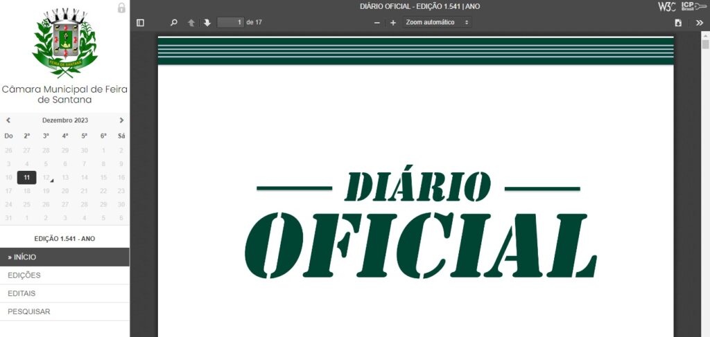 Diário Oficial da Câmara tem novo endereço edeixa de ser vinculado ao do Poder Executivo