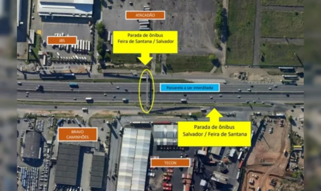 Passarela na BR-324 será interditada a partir de quinta-feira (4)