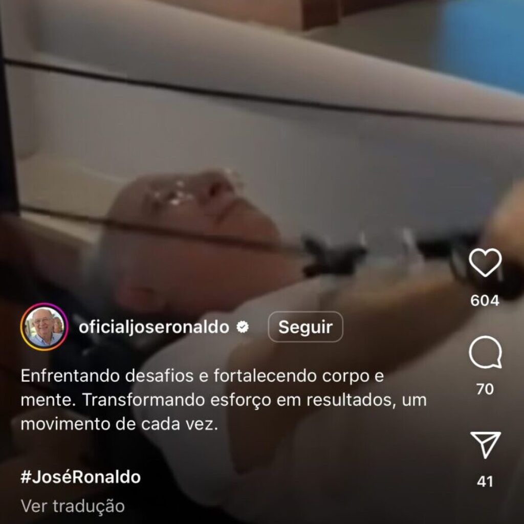 José Ronaldo publica vídeo fazendo pilates; veja