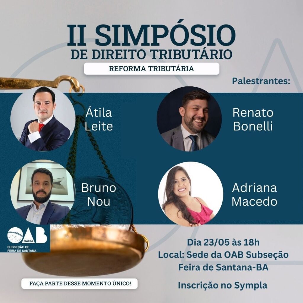 II Simpósio de Direito Tributário da OAB Feira acontece dia 23 na instituição