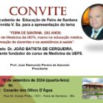 Fundador do curso de Medicina da UEFS realiza palestra em comemoração ao  aniversário de Feira