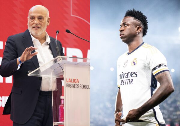 Presidente de LaLiga acusa Vini Jr de pirataria por assistir partida em emissora brasileira
