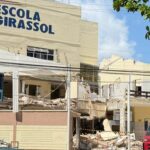 Parte de escola desaba no bairro do Itaigara neste sábado; uma pessoa fica ferida