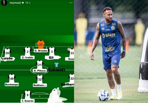 Neymar vaza suposta ‘escalação ideal’ do Santos com mudanças e exclui em seguida