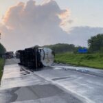 Trecho da BR-324 é interditado após caminhão-tanque derramar combustível na pista