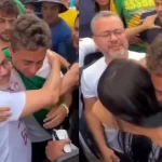 Nikolas se emociona ao encontrar os pais na Caminhada pela Justiça