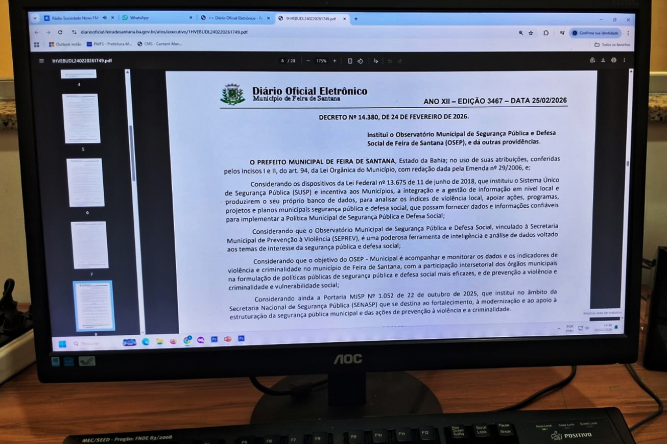 Criado o Observatório Municipal de Segurança Pública e Defesa Social