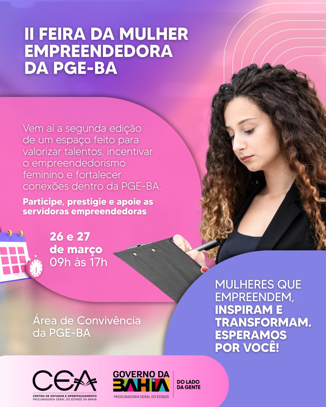 PGE-BA abre programação do Mês da Mulher com a II Feira da Mulher Empreendedora e participação da quituteira Dadá