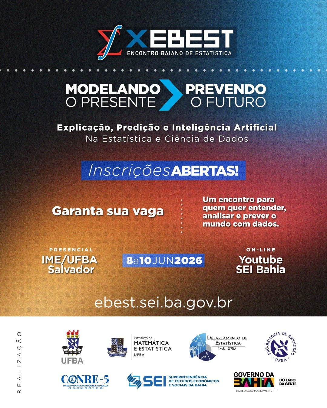 X Encontro Baiano de Estatística abre inscrições e inicia submissão de artigos