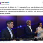 Jerônimo foge de mais um debate e ACM Neto questiona: “Por que tanto medo de debater a Bahia?”